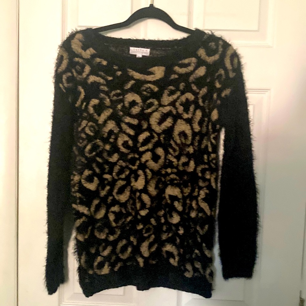 Joseph A. Fuzzy Leopard Sweater